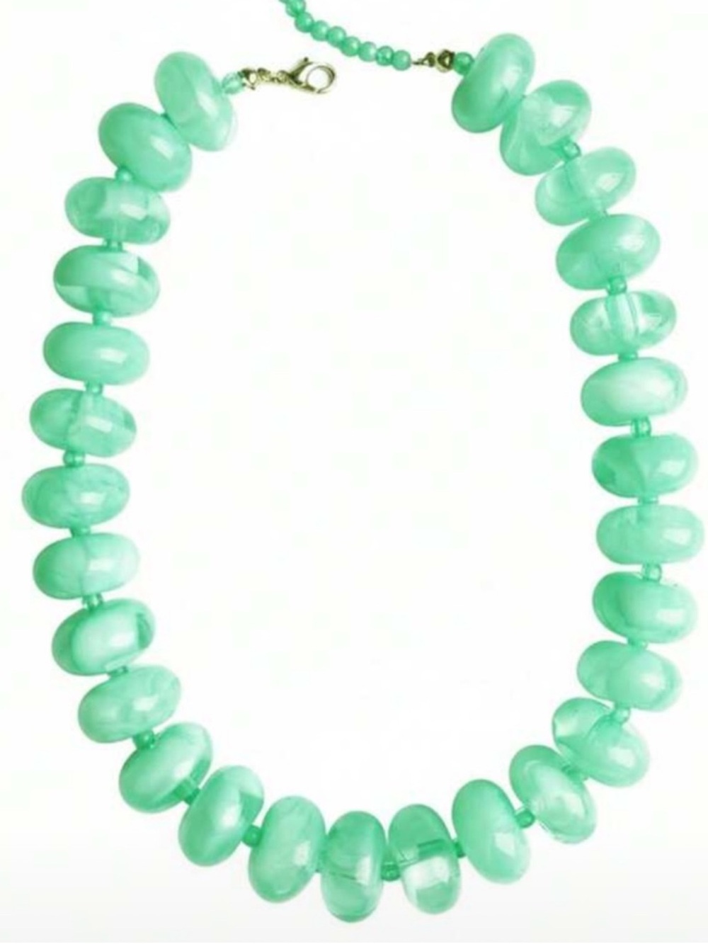 New! Mint Chunky Marbled Beaded Statement Necklace (2001) NWOT